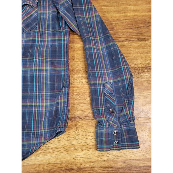 Levi's Authentic Jeans Wear Pearl Snap M Long Sleeve Shirt Navy Blue - Picture 2 of 5